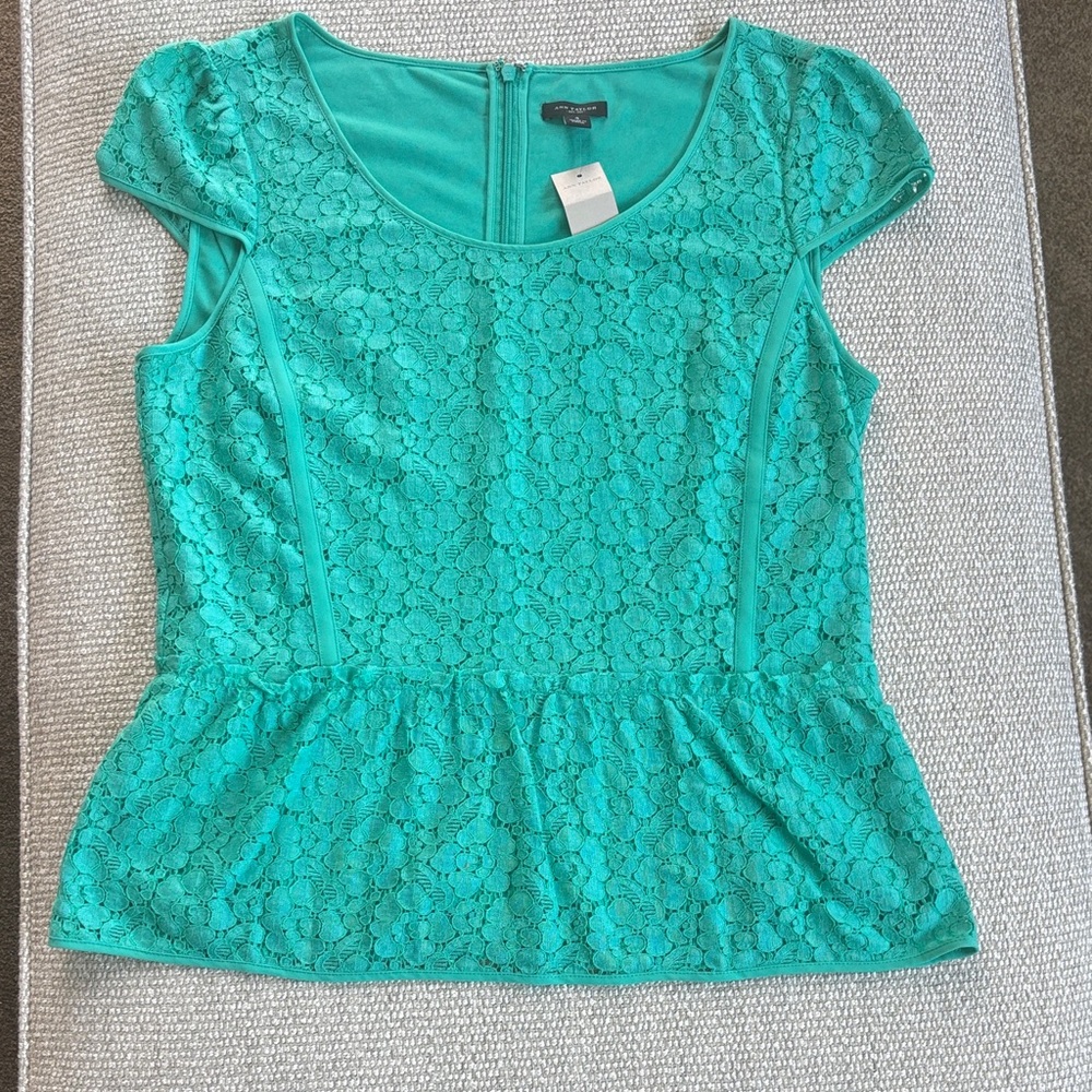 Ann Taylor Lace Peplum Top - Teal
Size 4